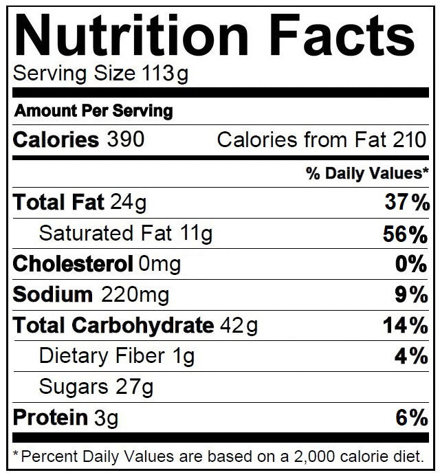Sirabella's Nutrition Facts